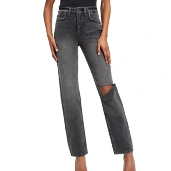 NWT Good American Good '90s Icon Straight Leg Jeans Black 267 Wash Size 18 - Picture 12 of 12